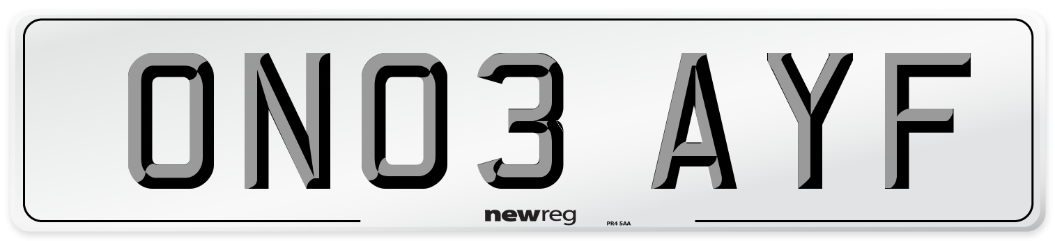 ON03 AYF Number Plate from New Reg